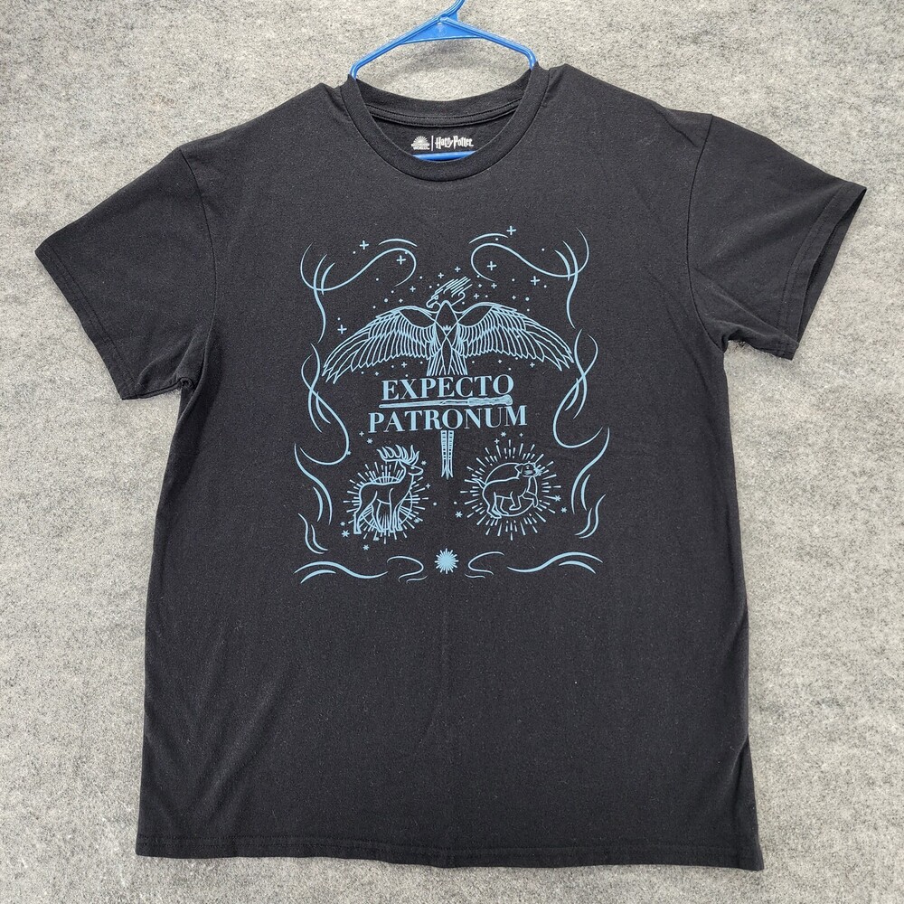 Harry Potter Shirt Womens Large Short Sleeve Black Expecto Patronum